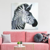 Zebra Black and White Portrait Large キャンバスプリント (インサイチュ (リビング))