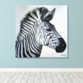Zebra Black and White Portrait Large キャンバスプリント (インサイチュ (ウッドフロア))