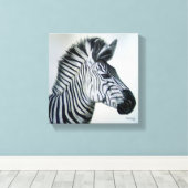 Zebra Black and White Portrait Small キャンバスプリント (インサイチュ (ウッドフロア))