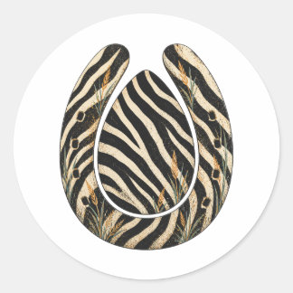 Zebra Botanical Hoofprint Nature Sticker ラウンドシール