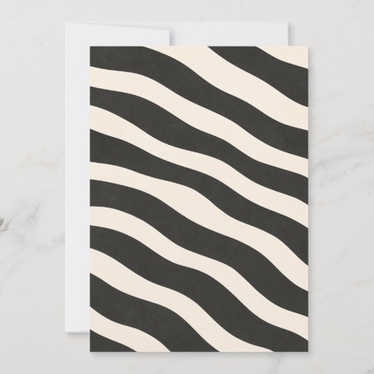 Zebra Cartoon Textured Stripes Pattern – Black & C 招待状 (裏面)