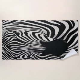 Zebra Close-Up Black and White Art ビーチタオル