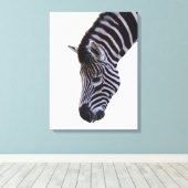 Zebra Close-Up | Black & White Wildlife Wall Art キャンバスプリント (インサイチュ (ウッドフロア))