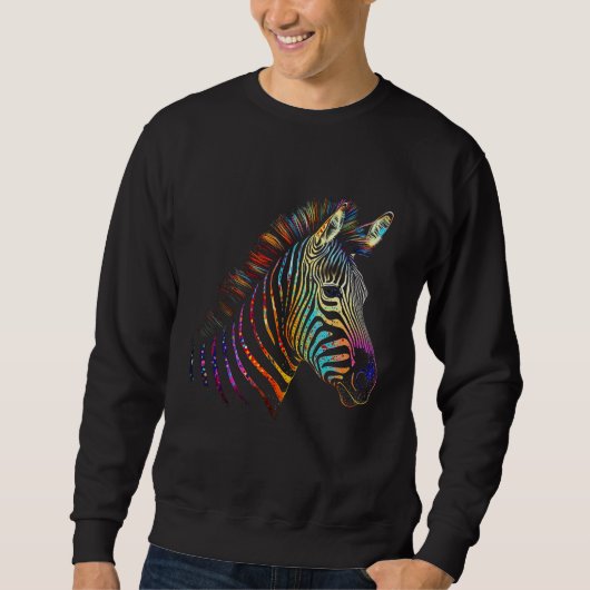 Zebra Colourful  Animal Zoo Animal スウェットシャツ (正面)