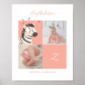 Zebra Confetti • Alphabet Monogram Adorable Baby S ポスター (正面)