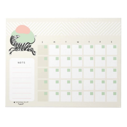Zebra Desk Calendarメモ帳 ノートパッド (正面)