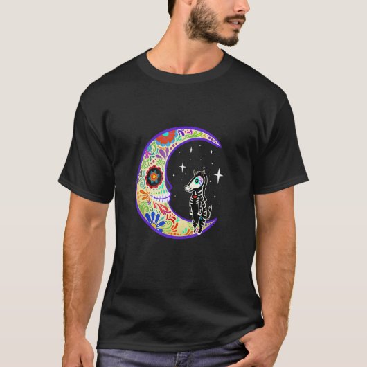 Zebra Dia De Los Muertos Skeleton Sugar Skull Tシャツ (正面)