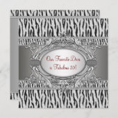 Zebra Diva素晴らしい50女性50th誕生日パーティー 招待状 (正面/裏面)