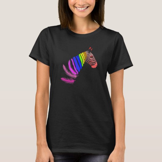 Zebra Feathers LGBTQ Flag Pride Month Proud LGBTQ  Tシャツ (正面)