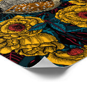 Zebra finch and rose bush ポスター (角)