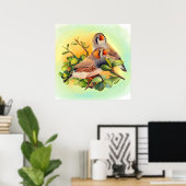 Zebra finch realistic painting ポスター (ホームオフィス)