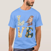 Zebra Finches LOVE Bird lovers Finches boy retro Tシャツ (正面)