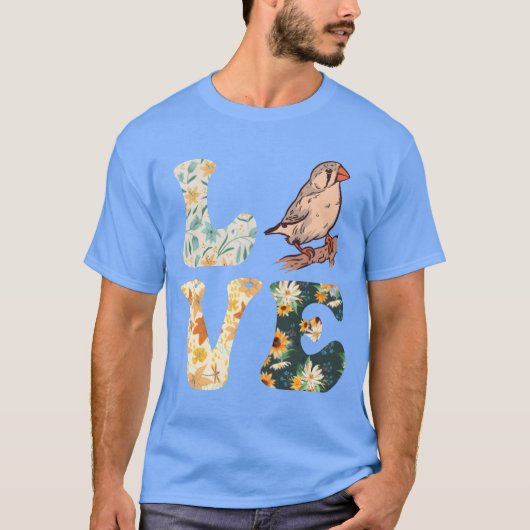 Zebra Finches LOVE Bird lovers Finches boy retro Tシャツ (正面)