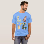 Zebra Finches LOVE Bird lovers Finches boy retro Tシャツ (正面フル)