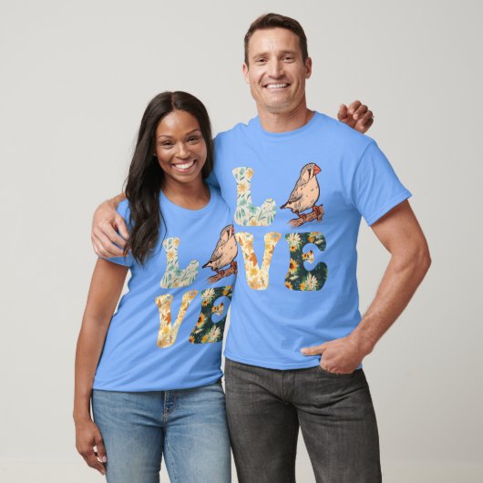 Zebra Finches LOVE Bird lovers Finches boy retro Tシャツ (ユニセックス)