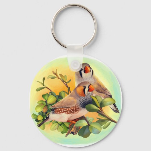Zebra finches realistic 絵画's キーホルダー (正面)
