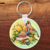 Zebra finches realistic 絵画's キーホルダー (正面)