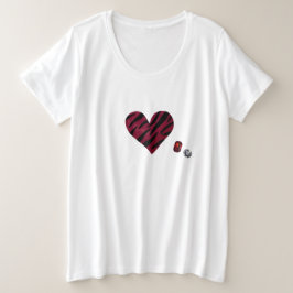 Zebra-heart プラスサイズTシャツ
