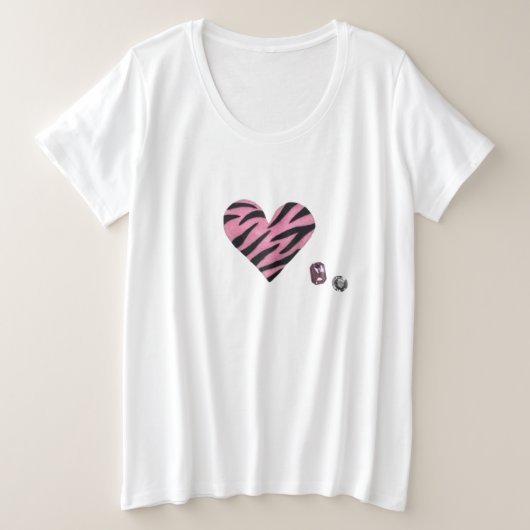 Zebra-heart プラスサイズTシャツ (デザイン正面)