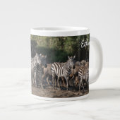 Zebra Herd Personalize Name真剣に ジャンボコーヒーマグカップ (正面右)