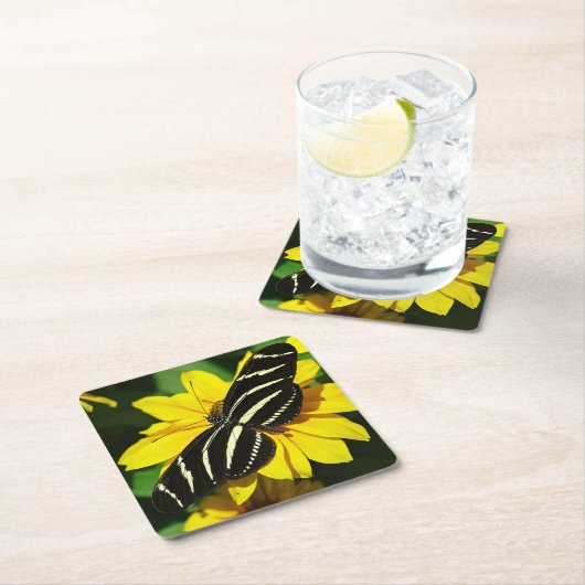 Zebra Longwing スクエアペーパーコースター (インサイチュ)