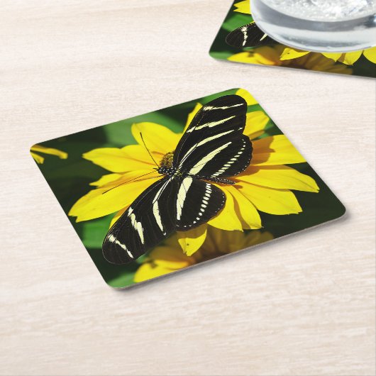 Zebra Longwing スクエアペーパーコースター (アングル)
