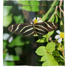 Zebra Longwing Butterfly シャワーカーテン