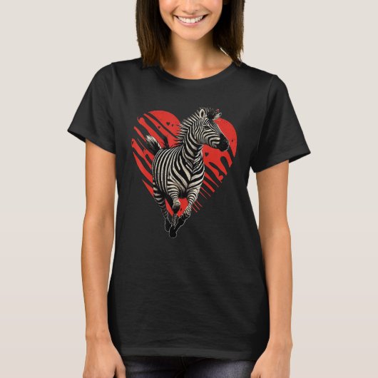 Zebra Love Heart for Valentines Day on Zebra  4 Tシャツ (正面)