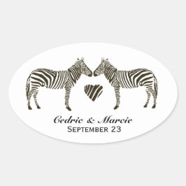 Zebra Love Save the Dateスタンプ 楕円形シール