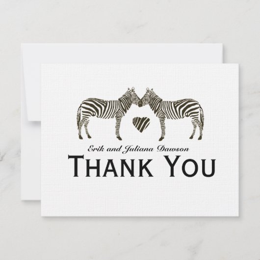 Zebra Love Thank パーソナライズされた You Note 招待状 (正面)