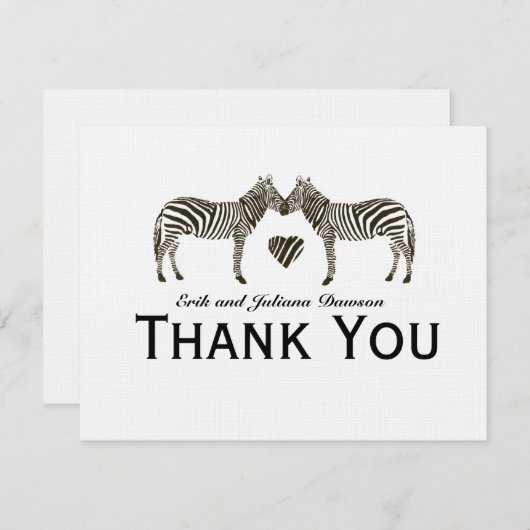 Zebra Love Thank パーソナライズされた You Note 招待状 (正面/裏面)