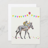 Zebra Monkey balloon party Antwoordkaart 出欠カード (正面/裏面)