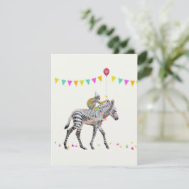 Zebra Monkey balloon party Antwoordkaart 出欠カード