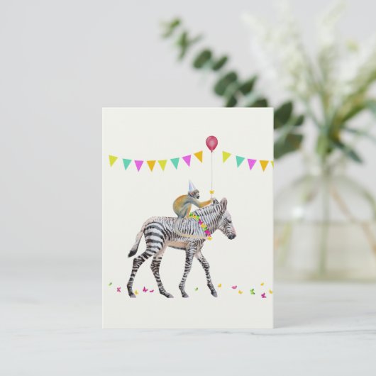 Zebra Monkey balloon party Antwoordkaart 出欠カード (スタンド正面)
