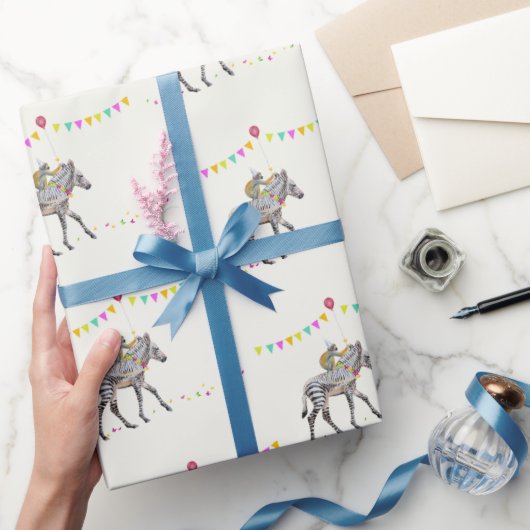 Zebra Monkey Balloon Party gift wrapping paper ラッピングペーパー (ギフト)