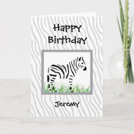Zebra on white background カード