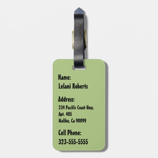 Zebra Palm Aloha Hawaiian Tropical  - Green ラゲッジタグ (裏面縦)