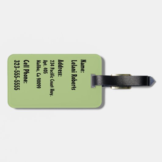 Zebra Palm Aloha Hawaiian Tropical  - Green ラゲッジタグ (裏面横)