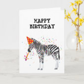 Zebra Partying – 誕生日パーティーで動物 カード (黄色い花)