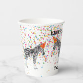 Zebra Partying – 誕生日パーティーで動物 紙コップ (正面)