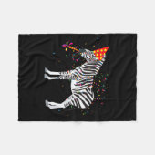 Zebra Partying Animals Having A Party  フリースブランケット (正面(横))