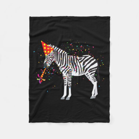 Zebra Partying Animals Having A Party  フリースブランケット (正面)