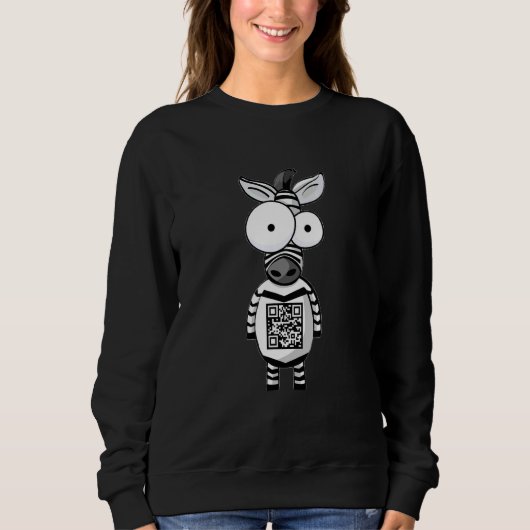 Zebra  Pattern Barcode Message スウェットシャツ (正面)
