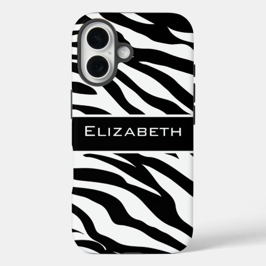 Zebra Pattern Black and White Personalized Case-Mate iPhoneケース (裏面)