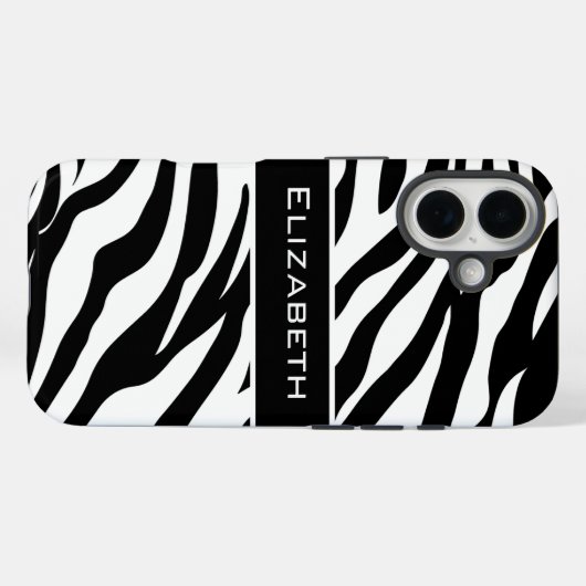 Zebra Pattern Black and White Personalized  Case-Mate iPhoneケース (裏面 (横))