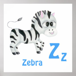 Zebra personalize ABC:文字Z – 名前を追加 ポスター