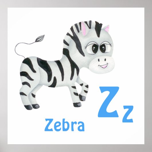 Zebra personalize ABC:文字Z – 名前を追加 ポスター (正面)