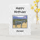 Zebra photo birthday card for a child カード (黄色い花)
