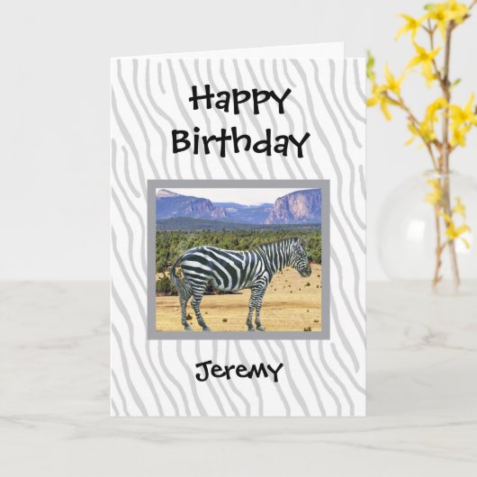 Zebra photo birthday card for a child カード (黄色い花)