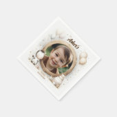 Zebra Photo Frameの子供へ誕生日パーティー スタンダードカクテルナプキン (角)